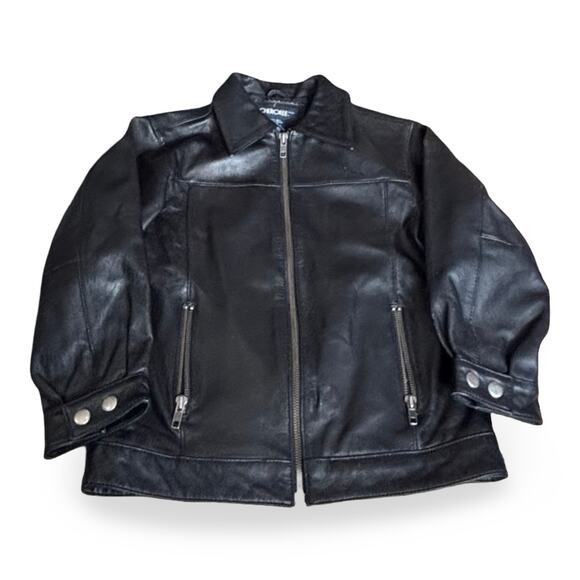Vintage Cherokee Girls Leather Moto Jacket Black Size XS Zip Front Classic - Picture 6 of 12